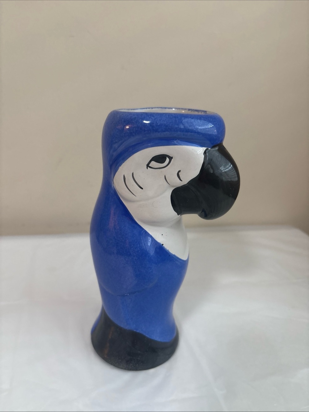 Hand Painted Blue Parrot Ceramic Tiki Tall Tumbler 8'' DW1258